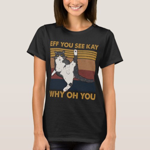 Eff You See Kay Why Oh You Cat Retro Vintage T_Shirt