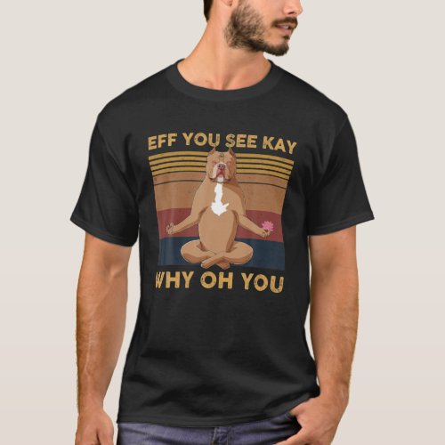 Eff You See Kay Why Oh You Funny Pitbull Yoga Vint T_Shirt