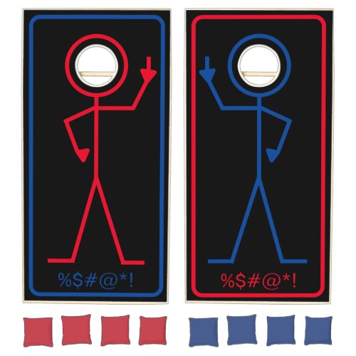 Eff You Stick Figure Natural Wood Cornhole Set