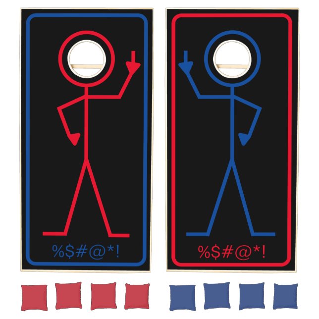 "Eff You" Stick Figure Natural Wood Cornhole Set (Set)