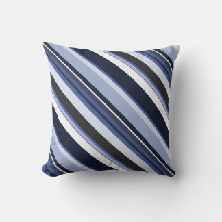 Effective Blue Contemporary Diagonal Stripes Throw Pillow