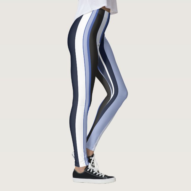 Effective Blue Contemporary Vertical Stripes Leggings (Right)