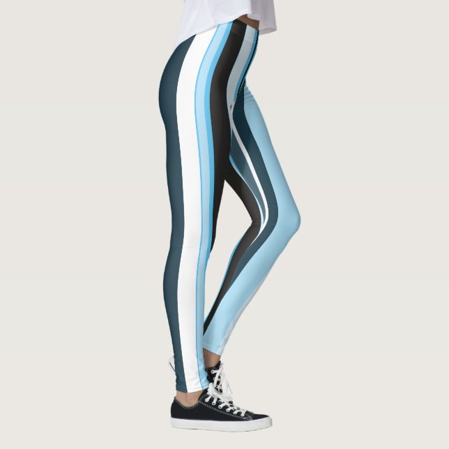 Effective Cyan Contemporary Vertical Stripes Leggings (Right)