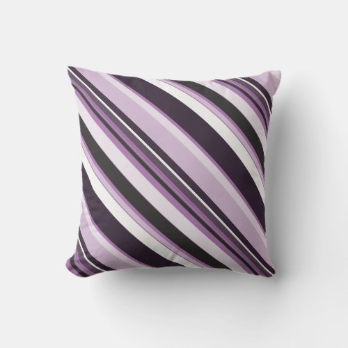 Effective Lilac Contemporary Diagonal Stripes Throw Pillow