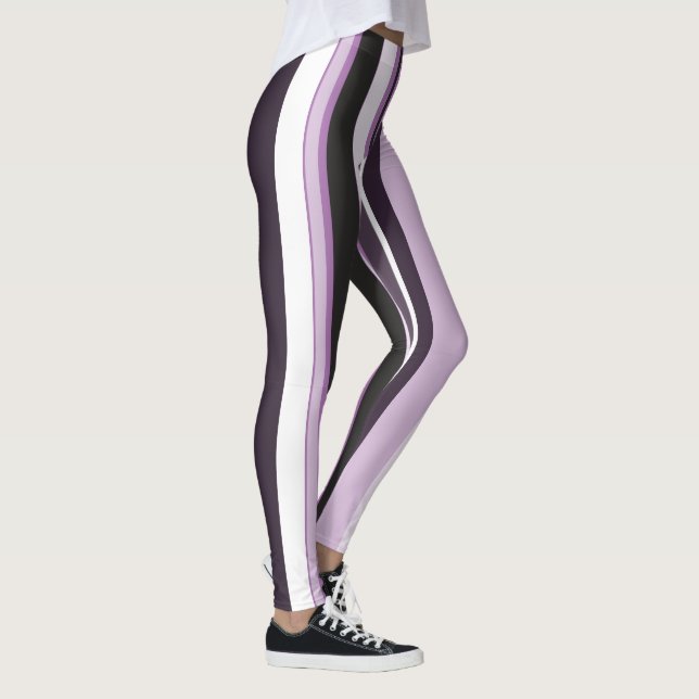 Effective Lilac Contemporary Vertical Stripes Leggings (Right)