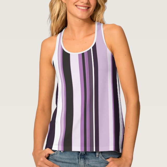 Effective Lilac Contemporary Vertical Stripes Tank Top (Front)