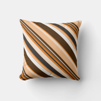 Effective Orange Contemporary Diagonal Stripes Throw Pillow