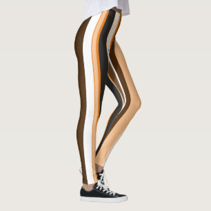 Effective Orange Contemporary Vertical Stripes Leggings