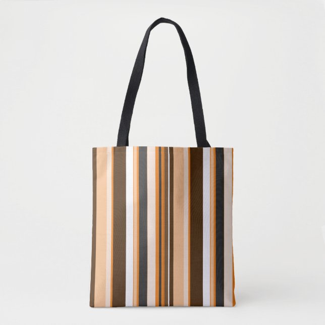 Effective Orange Contemporary Vertical Stripes Tote Bag (Front)
