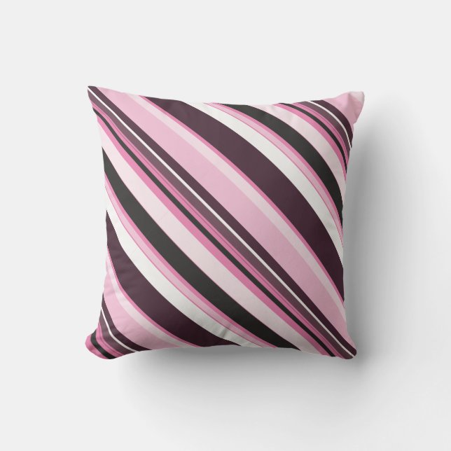 Effective Pink Contemporary Diagonal Stripes Throw Pillow (Front)