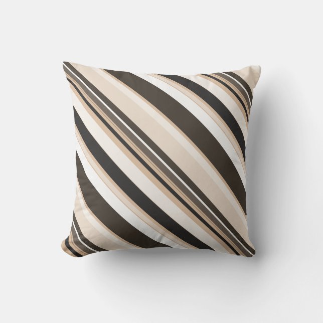 Effective Sandy Contemporary Diagonal Stripes Throw Pillow (Front)