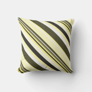 Effective Yellow Contemporary Diagonal Stripes Throw Pillow