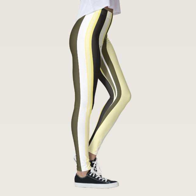 Effective Yellow Contemporary Vertical Stripes Leggings (Right)