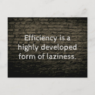 Efficiency joke postcard