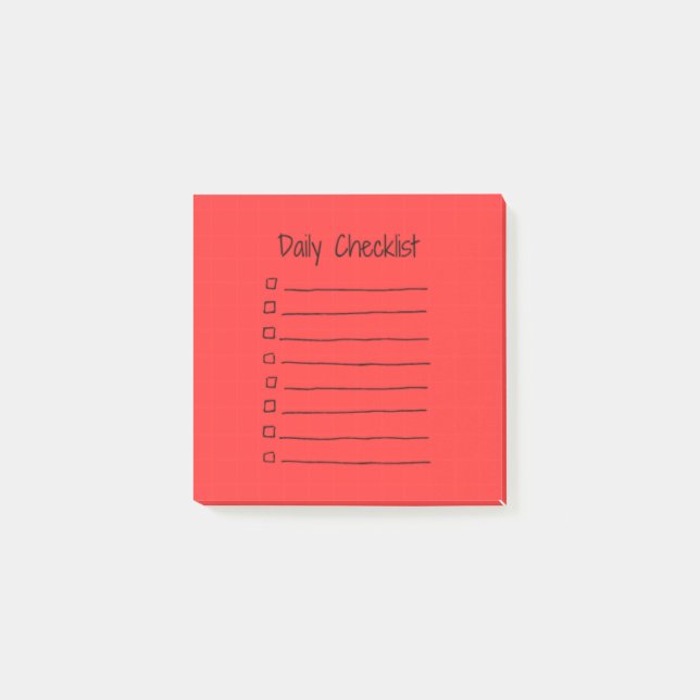 Efficient Daily Checklist Notes (red) (Front)