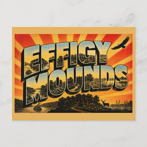 Effigy Mounds Iowa Mississippi Bluffs Forest Art Postcard