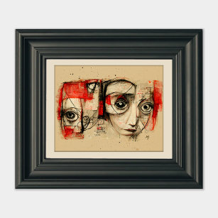 Effigy of Twin - Faces & Eyes Abstract Art Poster