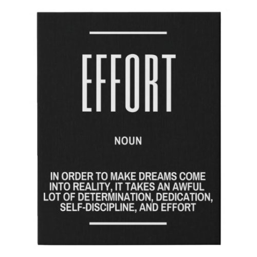 EFFORT Definition Quote Faux Canvas Print