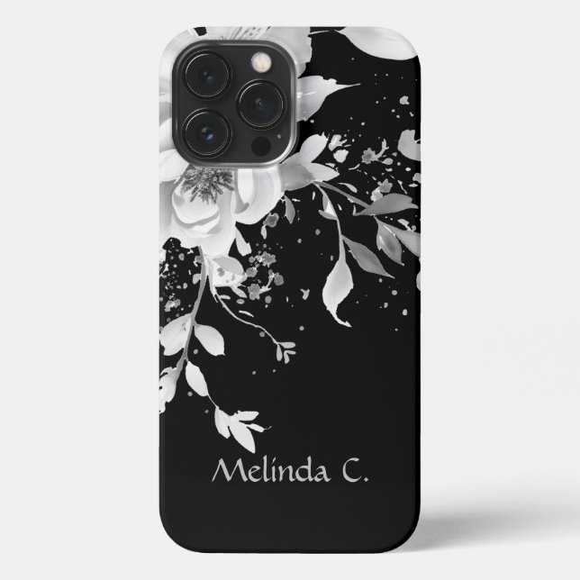 Effortless Elegance Black & White Floral iPhone Case (Back)