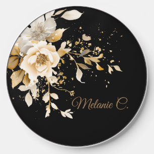 Effortless Elegance Gold & Black Floral Charger