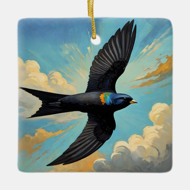 Effortless Wanderer: Colourful Swift Bird Portait  Ceramic Ornament (Front)