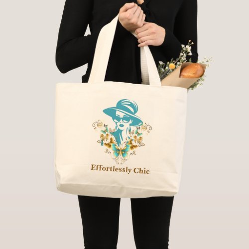 Effortlessly Chic and Girls Butterfly Silhouette Large Tote Bag