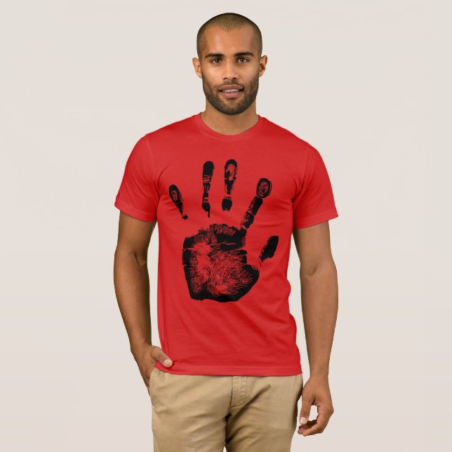 Effortlessly Chic: Palm Hand Print Silhouette T-Shirt (Front Full)