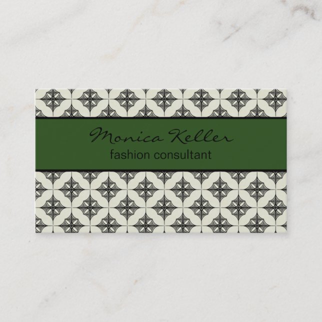 Effortlessly Stylish Business Card, Forest Green Card (Front)