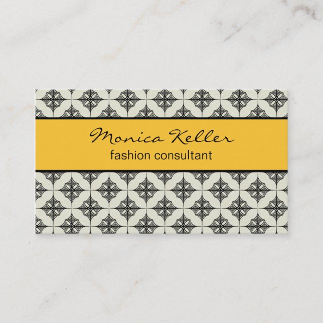 Effortlessly Stylish Business Card, Yellow Card (Front)