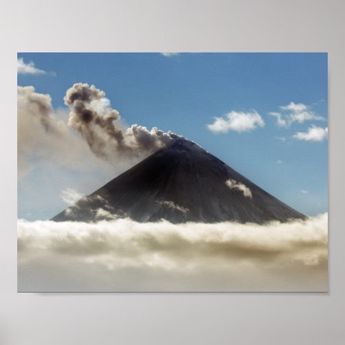 Effusive eruption Klyuchevskoy Volcano Kamchatka Poster