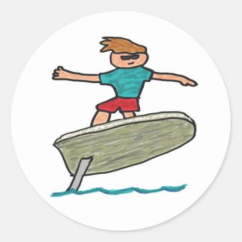 eFoil Surfing Classic Round Sticker