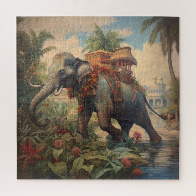 egal Ceremonial Elephant & Jungle Canopy Vintage  Jigsaw Puzzle (Vertical)