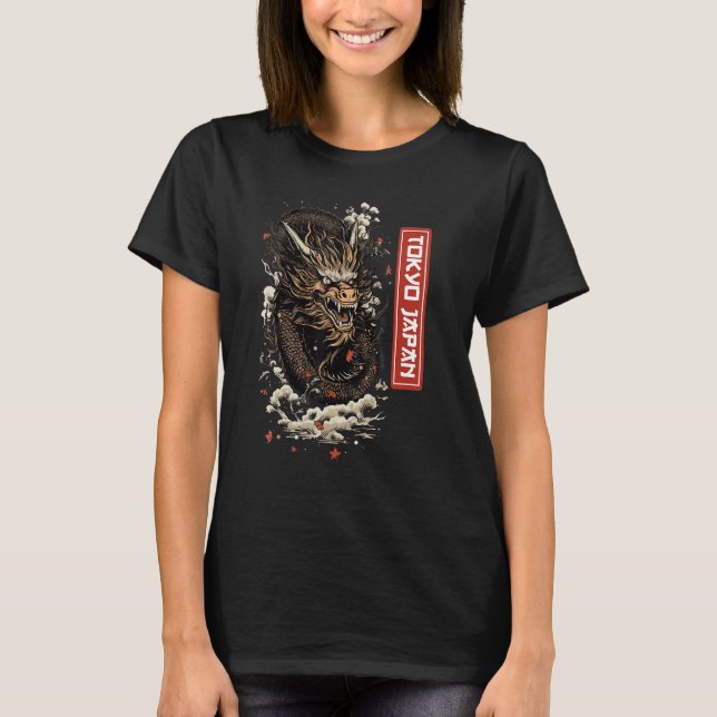 Egendary Animals Japanese Dragon Tokio Graphic Wom T-Shirt (Front)