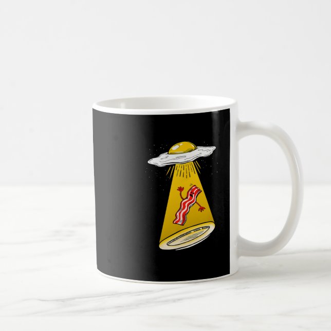 Egg Abducting Bacon Funny Alien Ufo Breakfast Gala Coffee Mug (Right)