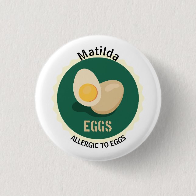 Egg Allergy Alert Editable Name Button (Front)