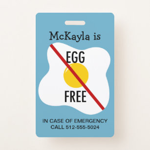 Egg Allergy Awareness Warning Badge