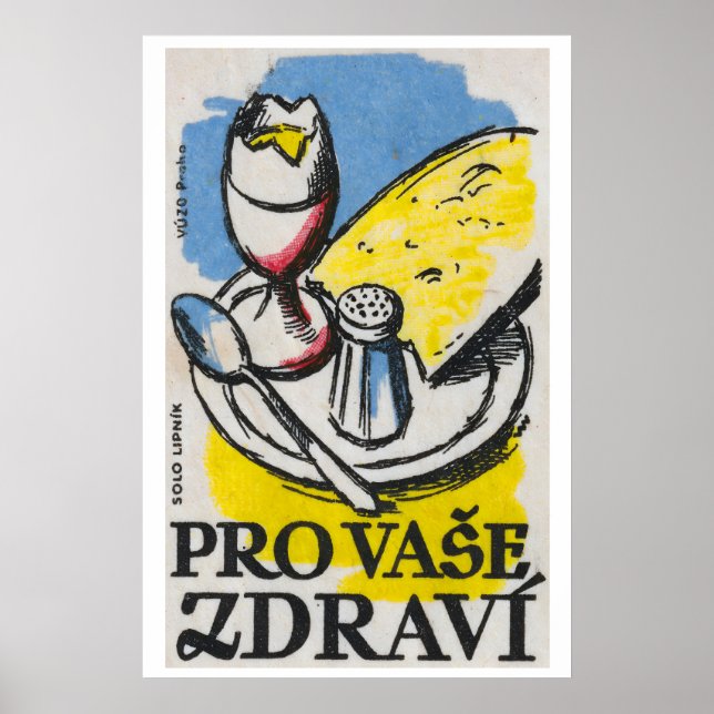 Egg and Cheese - Matchbox Print - Czech Wall Art (Front)