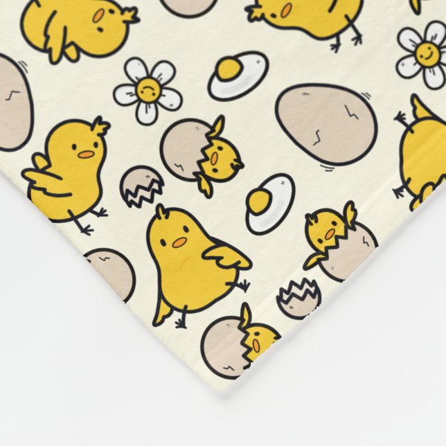 Egg and Chick Fleece Blanket (Corner)