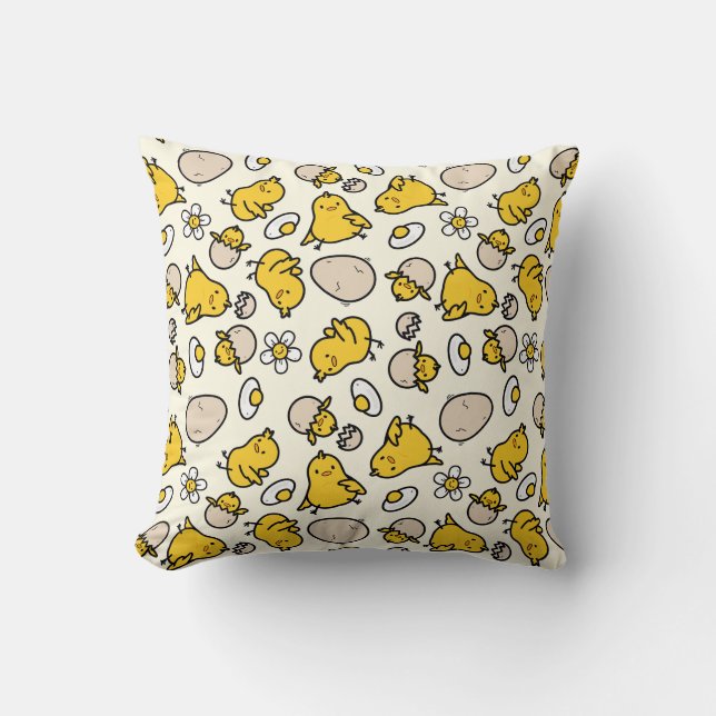 Egg and Chick Throw Pillow (Front)