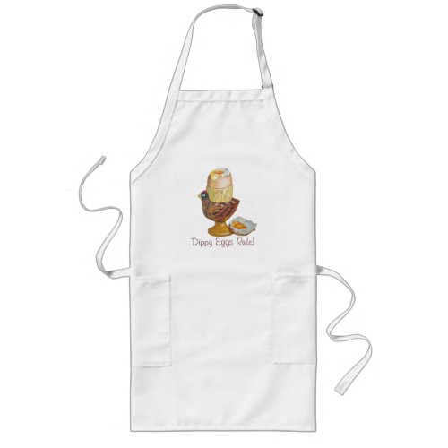 Egg and chicken egg cup with yellow dippy yoke long apron