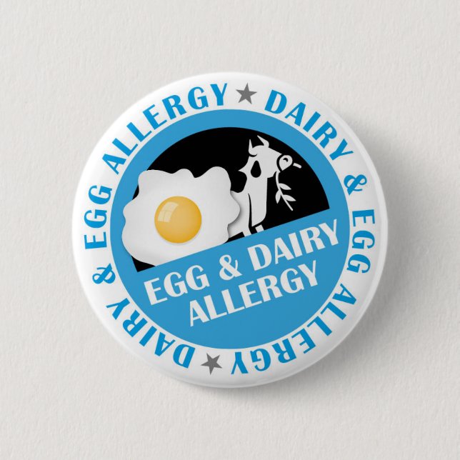 Egg and Dairy Allergy Badge Button (Front)