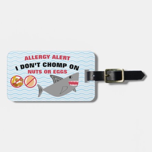 Egg and Nut Allergy Alert Shark for Medical Kit Luggage Tag