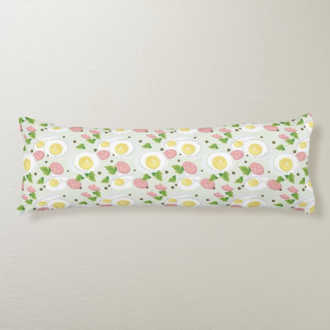 Egg and Sausage Pattern Body Pillow (Front)