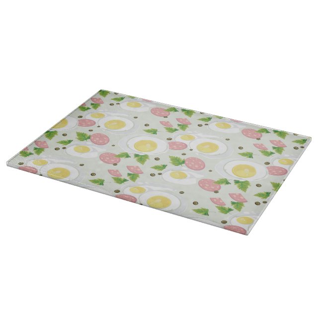 Egg and Sausage Pattern Cutting Board (Corner)