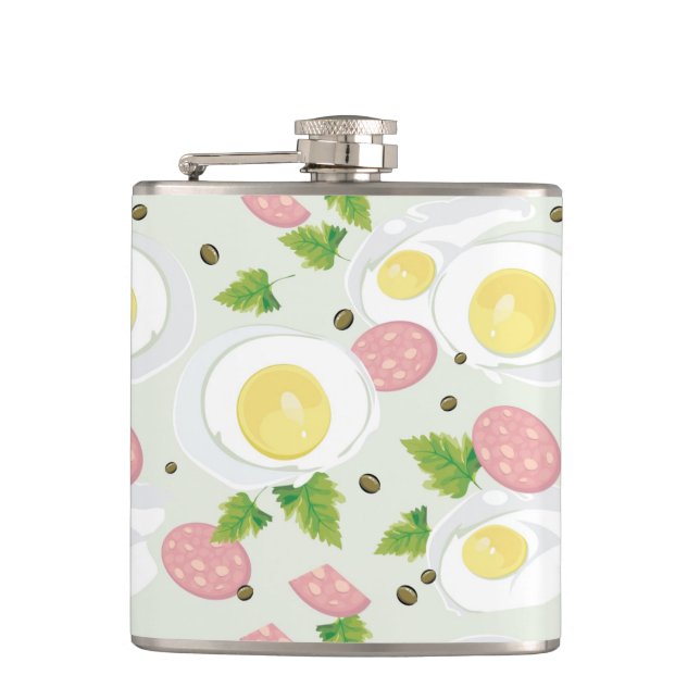 Egg and Sausage Pattern Flask (Front)
