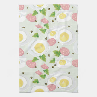 Egg and Sausage Pattern Kitchen Towel