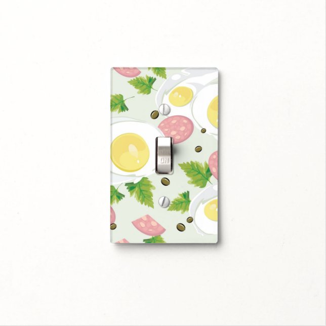 Egg and Sausage Pattern Light Switch Cover (In Situ)