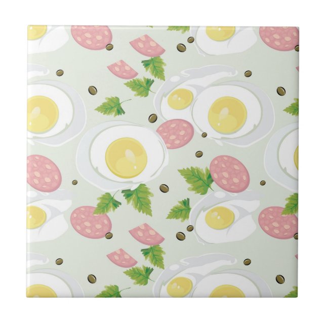 Egg and Sausage Pattern Tile (Front)