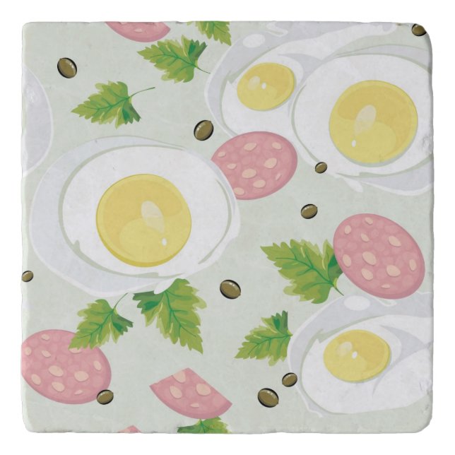 Egg and Sausage Pattern Trivet (Front)