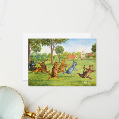 Egg and Spoon Race by Louis Wain Thank You Card